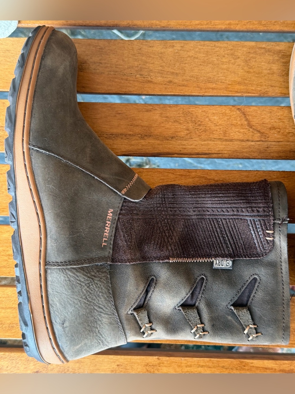Merrell Women's Brown Leather & Suede Waterproof Mid-Calf Boots - Picture 2 of 6